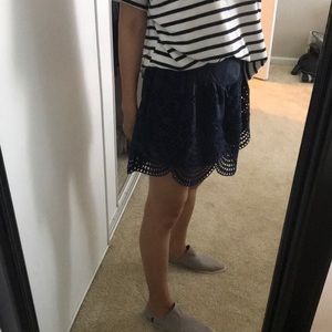 Antropologie silk eyelet skirt sz L